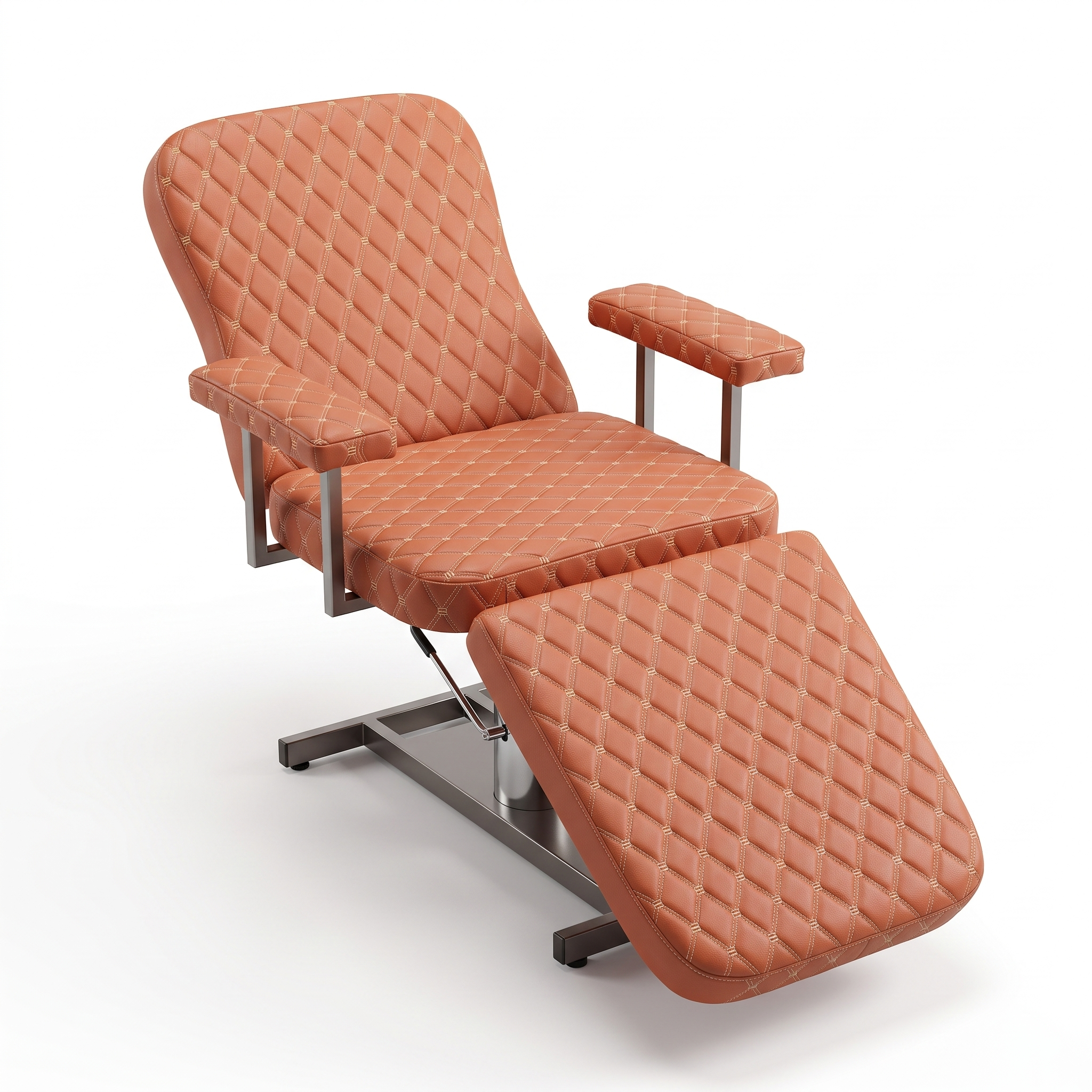 Terracotta Diamond Quilted Reclining Facial & Spa Chair — Beauty Treatment Bed