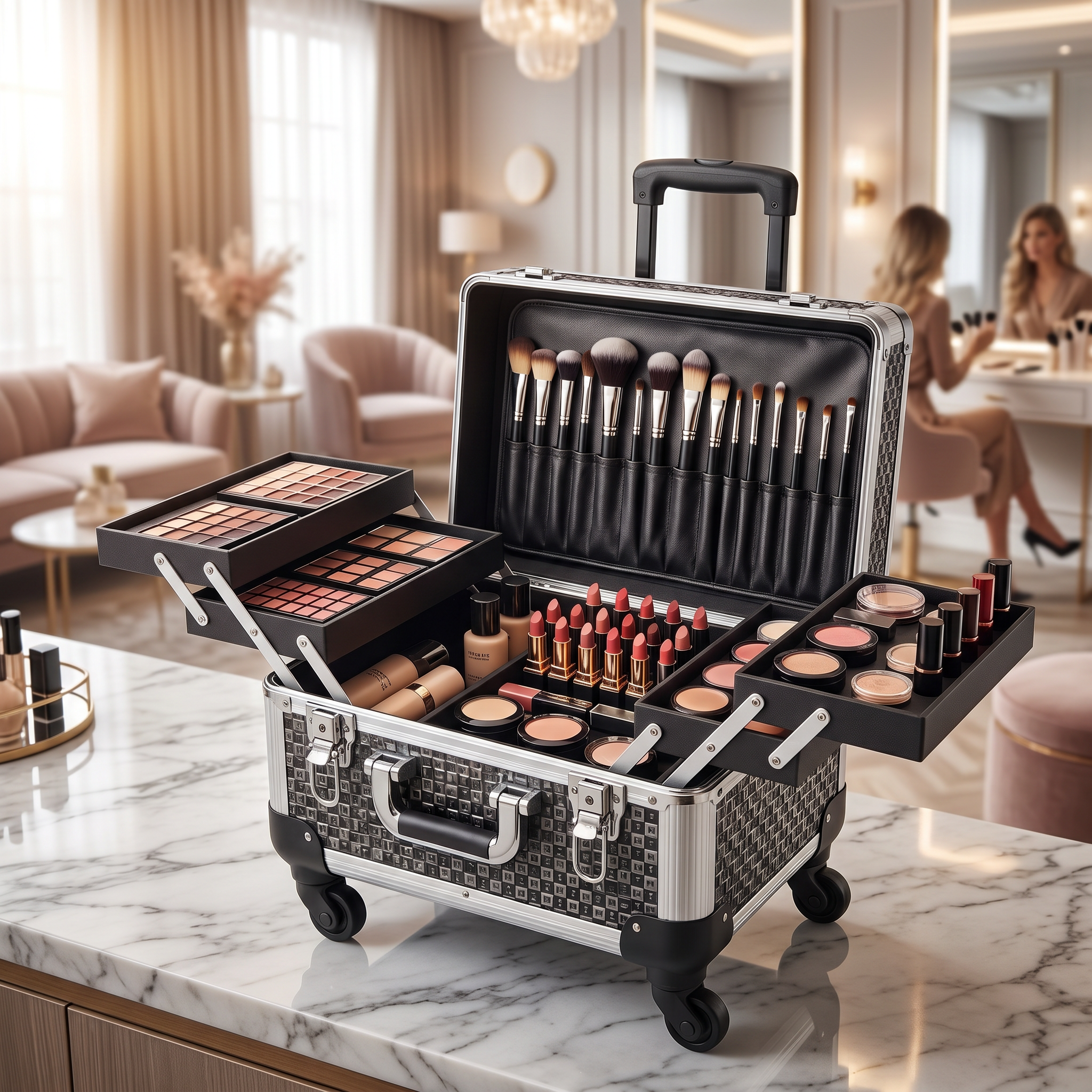 Makeup_Trolley_Case_Red_Rose_Professional_2