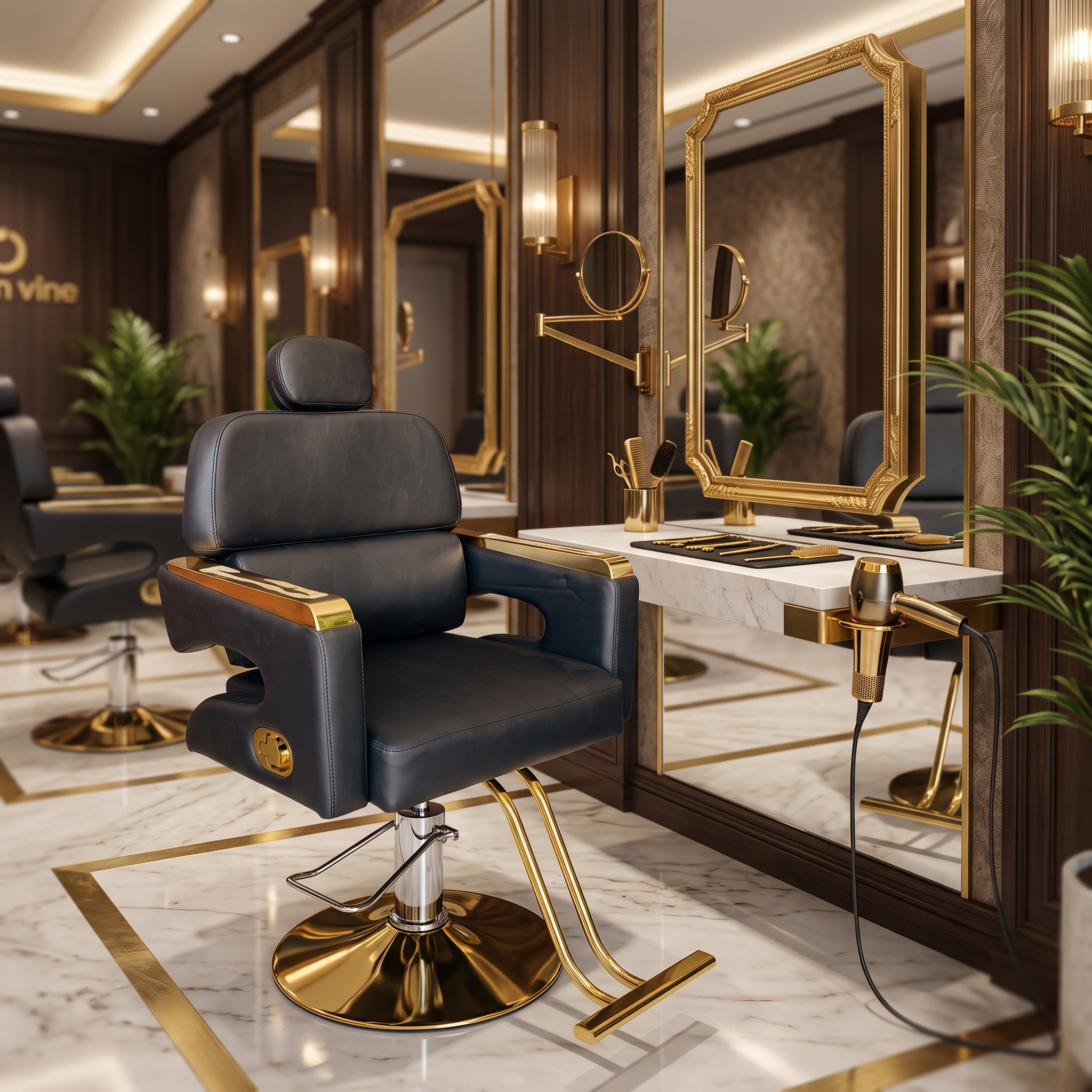 Black_Gold_Flat_Armrest_Styling_Chair_Red_Rose_Professional_2