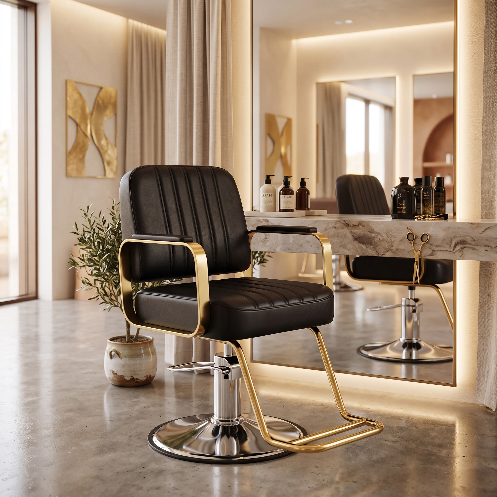 Black_Gold_Ribbed_Styling_Chair_Red_Rose_Professional_2
