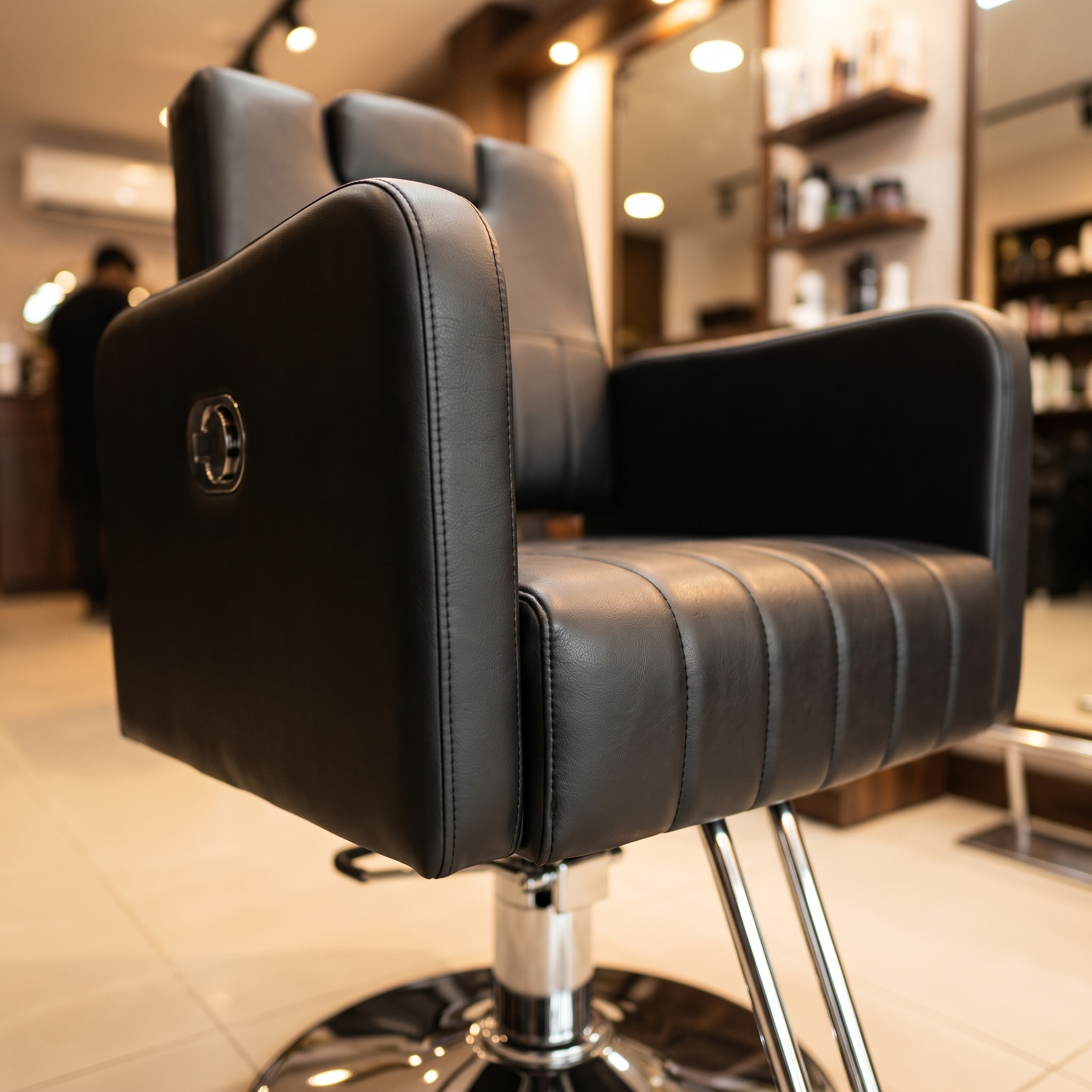 Ribbed_Black_Chrome_Styling_Chair_Red_Rose_Professional_3
